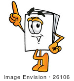 #26106 Clip Art Graphic Of A White Copy And Print Paper Cartoon Character Pointing Upwards