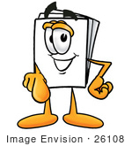 #26108 Clip Art Graphic Of A White Copy And Print Paper Cartoon Character Pointing At The Viewer