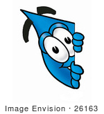 #26163 Clip Art Graphic Of A Blue Waterdrop Or Tear Character Peeking Around A Corner