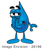 #26196 Clip Art Graphic Of A Blue Waterdrop Or Tear Character Whispering And Gossiping