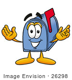 #26298 Clip Art Graphic Of A Blue Snail Mailbox Cartoon Character With Welcoming Open Arms