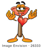 #26333 Clip Art Graphic Of A Plumbing Toilet Or Sink Plunger Cartoon Character With His Heart Beating Out Of His Chest