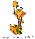 #26362 Clip Art Graphic Of A Plumbing Toilet Or Sink Plunger Cartoon Character Plugging His Nose While Jumping Into Water