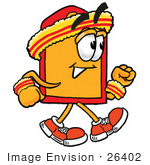 #26402 Clip Art Graphic Of A Red And Yellow Sales Price Tag Cartoon Character Speed Walking Or Jogging