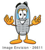 #26611 Clip Art Graphic Of A Gray Cell Phone Cartoon Character With Welcoming Open Arms