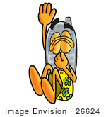 #26624 Clip Art Graphic Of A Gray Waterproof Cell Phone Cartoon Character Plugging His Nose While Jumping Into Water