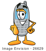 #26629 Clip Art Graphic Of A Gray Cell Phone Cartoon Character Pointing At The Viewer