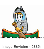 #26651 Clip Art Graphic Of A Gray Cell Phone Cartoon Character Rowing A Boat