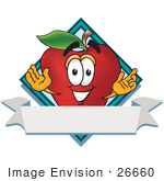 #26660 Clip Art Graphic Of A Red Apple Cartoon Character Label
