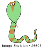 #26693 Confused Green Snake Clipart