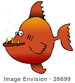 #26699 Toothy Orange Fish Clipart