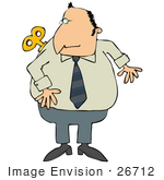 #26712 Controlled Businessman With A Windup Key In His Back Clipart
