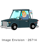 #26714 Drunk Driver Woman With Wine In A Car Clipart
