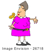 #26718 Windup Woman With Key In Her Back Clipart