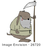 #26720 Grim Reaper Old Dog With A Scythe Clipart