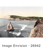 #26942 Stock Photography Of Stag Rock In Freshwater Bay On The Isle Of Wight England
