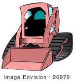 #26970 Pink Bobcat Skid Steer Loader Tractor Working At A Construction Site Clipart Graphic