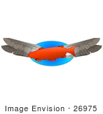 #26975 Orange Fish And Feathers Clipart Graphic