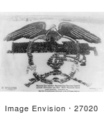 #27020 Stock Photography Of A Living Pattern Made Of A Crowd Of 22500 Officers And Men And 600 Machine Guns Forming An Eagle And Machine Gun Insignia At The Machine Gun Training Center Camp Hancock Augusta Georgia 1918