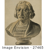 #27465 Illustration Of A Bust Statue Of Christopher Columbus