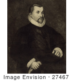 #27467 Illustration Of A Portrait Of A Portrait Of Christopher Columbus Seated In A Chair With His Body Slightly To The Right And His Head Looking Towards The Viewer