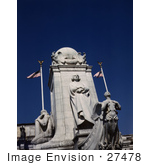 #27478 Stock Photo Of The Marble Christopher Columbus Statue Against A Deep Blue Sky In Front Of The Union Station In Washington Dc