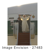 #27483 Stock Photo Of Pope Benedict Xvi Waving To A Crowd While Boarding A Plane For Departure From Andrews Air Force Base Maryland April 18th 2008