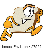 #27529 Clip Art Graphic Of A White Bread Slice Mascot Character Running