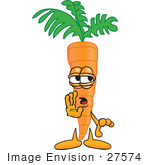 #27574 Clip Art Graphic Of An Organic Veggie Carrot Mascot Character Whispering And Telling Secrets