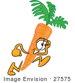 #27575 Clip Art Graphic Of An Organic Veggie Carrot Mascot Character Sprinting
