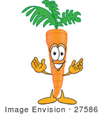 #27586 Clip Art Graphic Of An Organic Veggie Carrot Mascot Character With Welcoming Open Arms