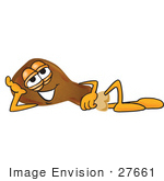 #27661 Clip Art Graphic Of A Chicken Drumstick Mascot Character Resting His Head On His Hand