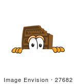 #27682 Clip Art Graphic Of A Chocolate Candy Bar Mascot Character Peeking Over A Surface