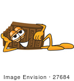 #27684 Clip Art Graphic Of A Chocolate Candy Bar Mascot Character Resting His Head On His Hand