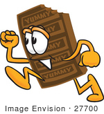#27700 Clip Art Graphic Of A Chocolate Candy Bar Mascot Character Running