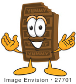 #27701 Clip Art Graphic Of A Chocolate Candy Bar Mascot Character With Welcoming Open Arms