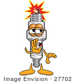 #27702 Clip Art Graphic Of A Spark Plug Mascot Character Whispering And Gossiping
