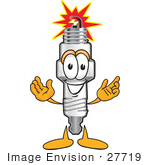 #27719 Clip Art Graphic Of A Spark Plug Mascot Character With Welcoming Open Arms