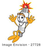 #27728 Clip Art Graphic Of A Spark Plug Mascot Character Jumping