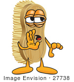 #27738 Clip Art Graphic Of A Scrub Brush Mascot Character Whispering