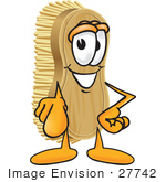 #27742 Clip Art Graphic Of A Scrub Brush Mascot Character Pointing Outwards At The Viewer