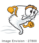 #27800 Clip Art Graphic Of A Running Tornado Mascot Character