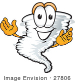 #27806 Clip Art Graphic Of A Welcoming Tornado Mascot Character