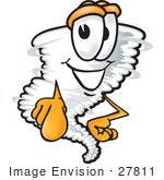 #27811 Clip Art Graphic Of A Tornado Mascot Character Pointing At The Viewer