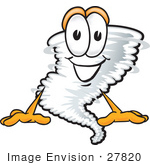 #27820 Clip Art Graphic Of A Tornado Mascot Character Sitting