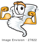 #27822 Clip Art Graphic Of A Tornado Mascot Character Flexing His Arm Muscles