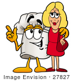 #27827 Clip Art Graphic Of A White Chefs Hat Cartoon Character With His Arm Around A Blond Woman