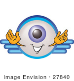 #27840 Clip Art Graphic Of A Blue Eyeball Cartoon Character On A Blue Logo