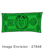 #27848 Clip Art Graphic Of A Frothy Mug Of Beer Or Soda Cartoon Character On A Greenback Dollar Bill