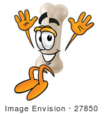 #27850 Clip Art Graphic Of A Bone Cartoon Character Jumping